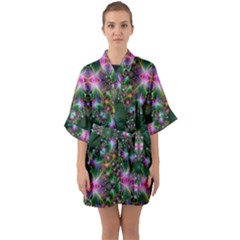 Kaleidoscope Digital Kaleidoscope Fractal Mirrored Half Sleeve Satin Kimono 