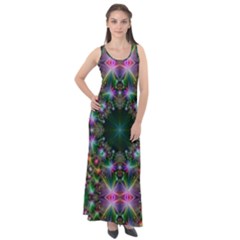 Kaleidoscope Digital Kaleidoscope Fractal Mirrored Sleeveless Velour Maxi Dress