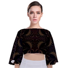 Fractal Symmetry Symmetrical Art Artwork Tie Back Butterfly Sleeve Chiffon Top