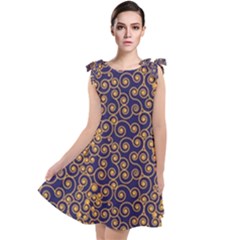 Spiral Pattern Texture Fractal Circle Geometry Tie Up Tunic Dress by Ravend