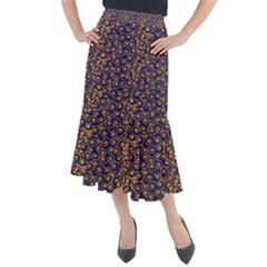 Spiral Pattern Texture Fractal Circle Geometry Midi Mermaid Skirt by Ravend