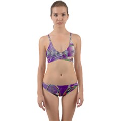 Abstract Colorful Art Pattern Design Fractal Wrap Around Bikini Set