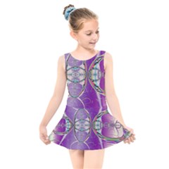 Abstract Colorful Art Pattern Design Fractal Kids  Skater Dress Swimsuit