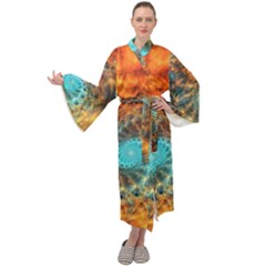 Fractal Math Abstract Mysterious Mystery Vortex Maxi Velvet Kimono