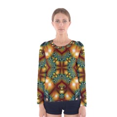 Background Abstract Fractal Annotation Texture Women s Long Sleeve Tee