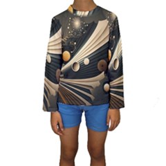 Space Futuristic Technology Digital Ai Generated Kids  Long Sleeve Swimwear