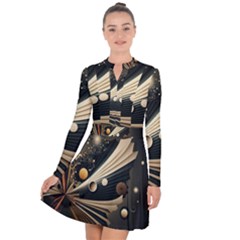 Space Futuristic Technology Digital Ai Generated Long Sleeve Panel Dress