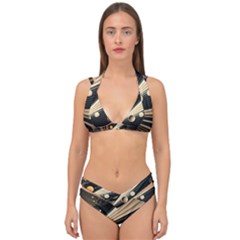 Space Futuristic Technology Digital Ai Generated Double Strap Halter Bikini Set