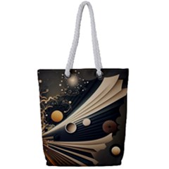 Space Futuristic Technology Digital Ai Generated Full Print Rope Handle Tote (Small)