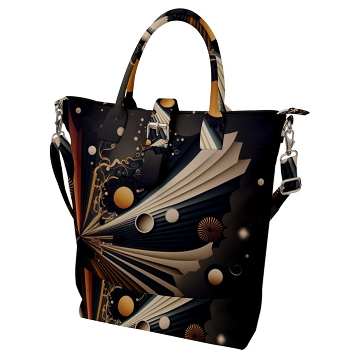 Space Futuristic Technology Digital Ai Generated Buckle Top Tote Bag