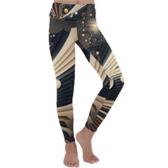 Space Futuristic Technology Digital Ai Generated Kids  Lightweight Velour Classic Yoga Leggings by Ravend