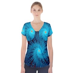 Spiral Stars Fractal Cosmos Explosion Big Bang Short Sleeve Front Detail Top