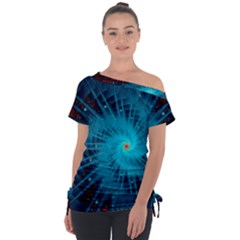 Spiral Stars Fractal Cosmos Explosion Big Bang Off Shoulder Tie-up Tee