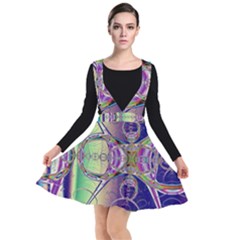 Fractal Abstract Digital Art Art Colorful Plunge Pinafore Dress by Ravend