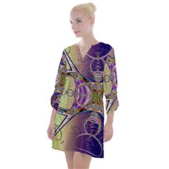 Fractal Abstract Digital Art Art Colorful Open Neck Shift Dress by Ravend