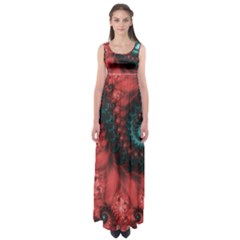 Fractal Spiral Vortex Pattern Art Digital Empire Waist Maxi Dress by Ravend