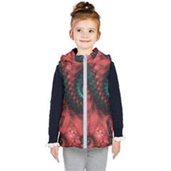 Fractal Spiral Vortex Pattern Art Digital Kids  Hooded Puffer Vest