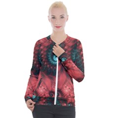 Fractal Spiral Vortex Pattern Art Digital Casual Zip Up Jacket