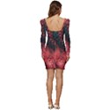 Fractal Spiral Vortex Pattern Art Digital Women Long Sleeve Ruched Stretch Jersey Dress View4