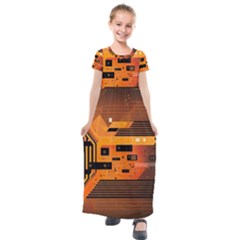Technology Design Tech Computer Future Business Kids  Short Sleeve Maxi Dress