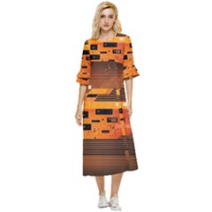 Technology Design Tech Computer Future Business Double Cuff Midi Dress