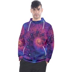 Fractal Fractals Spiral Vortex Blue Dark Art Men s Pullover Hoodie by Ravend