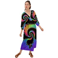 Fractal Spiral Vortex Swirl Whirlpool Math Grecian Style  Maxi Dress by Ravend