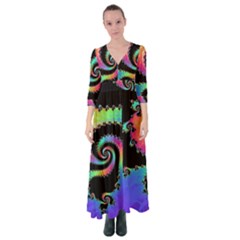 Fractal Spiral Vortex Swirl Whirlpool Math Button Up Maxi Dress by Ravend