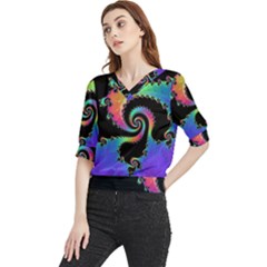 Fractal Spiral Vortex Swirl Whirlpool Math Quarter Sleeve Blouse