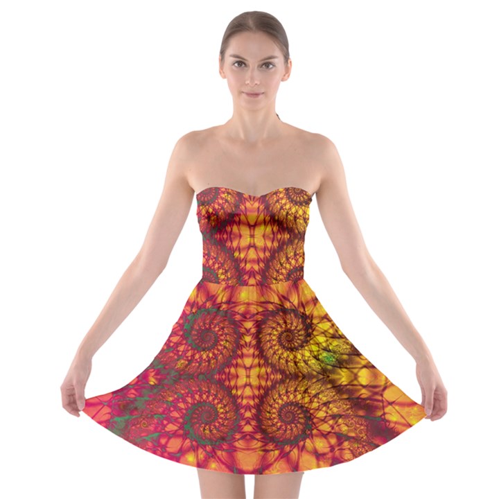 Art Pattern Fractal Design Abstract Artwork Strapless Bra Top Dress