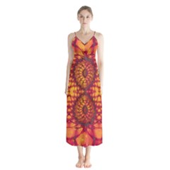 Art Pattern Fractal Design Abstract Artwork Button Up Chiffon Maxi Dress