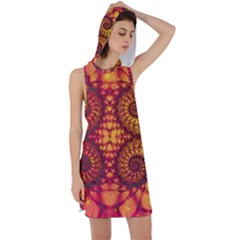 Art Pattern Fractal Design Abstract Artwork Racer Back Hoodie Dress