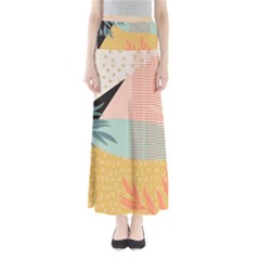 Leaves Pattern Design Colorful Decorative Texture Full Length Maxi Skirt