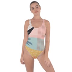 Leaves Pattern Design Colorful Decorative Texture Bring Sexy Back Swimsuit