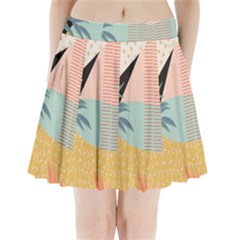 Leaves Pattern Design Colorful Decorative Texture Pleated Mini Skirt
