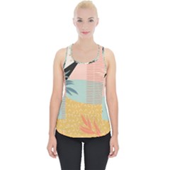 Leaves Pattern Design Colorful Decorative Texture Piece Up Tank Top