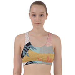 Leaves Pattern Design Colorful Decorative Texture Back Weave Sports Bra