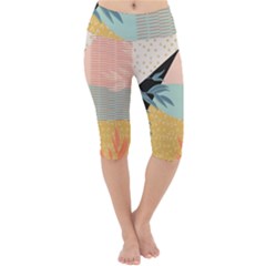 Leaves Pattern Design Colorful Decorative Texture Lightweight Velour Cropped Yoga Leggings