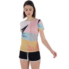 Leaves Pattern Design Colorful Decorative Texture Back Circle Cutout Sports Tee by Ravend