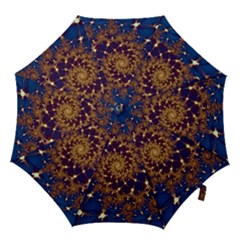 Fractal Spiral Art Pattern Blue Design Hook Handle Umbrellas (Large)