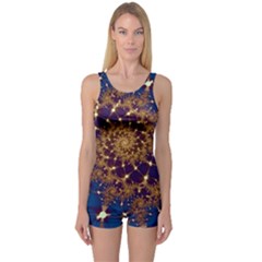 Fractal Spiral Art Pattern Blue Design One Piece Boyleg Swimsuit