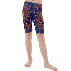 Fractal Spiral Art Pattern Blue Design Kids  Mid Length Swim Shorts