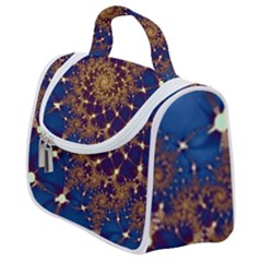 Fractal Spiral Art Pattern Blue Design Satchel Handbag by Ravend