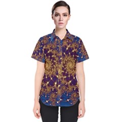 Fractal Spiral Art Pattern Blue Design Women s Short Sleeve Shirt