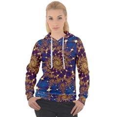 Fractal Spiral Art Pattern Blue Design Women s Overhead Hoodie