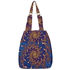 Fractal Spiral Art Pattern Blue Design Center Zip Backpack