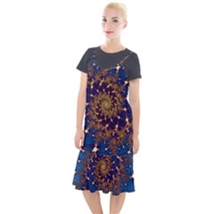 Fractal Spiral Art Pattern Blue Design Camis Fishtail Dress