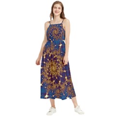 Fractal Spiral Art Pattern Blue Design Boho Sleeveless Summer Dress