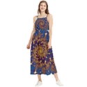 Fractal Spiral Art Pattern Blue Design Boho Sleeveless Summer Dress View1