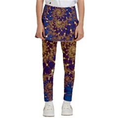 Fractal Spiral Art Pattern Blue Design Kids  Skirted Pants